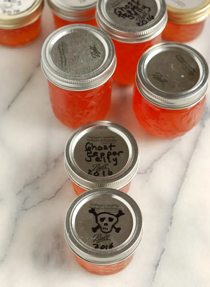 jars of homemade ghost pepper jelly