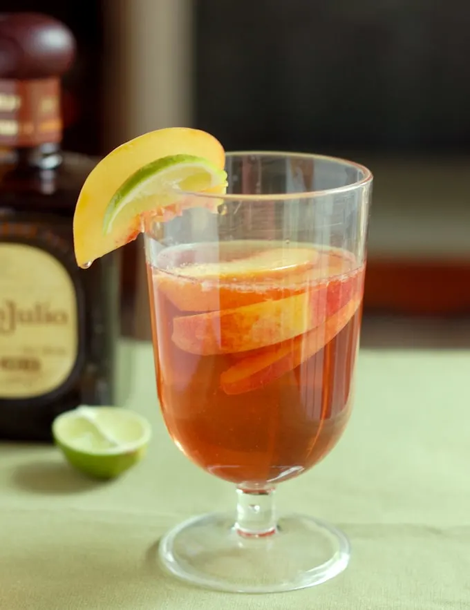 a glass of mexican-sangria