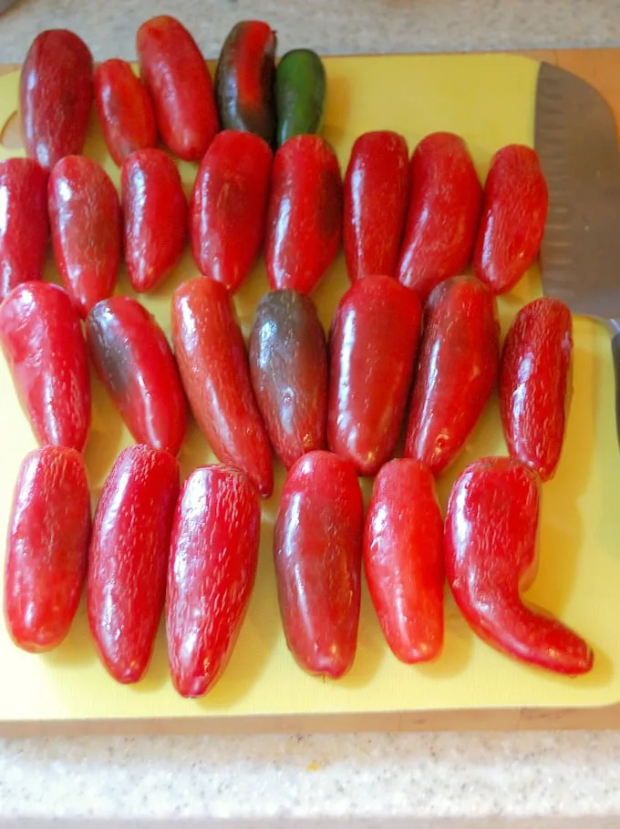 jalapeno peppers on a cutting board