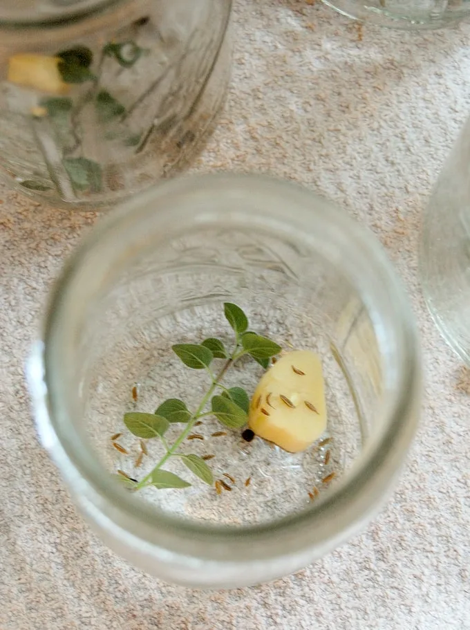 oregano and garlic in a canning jar