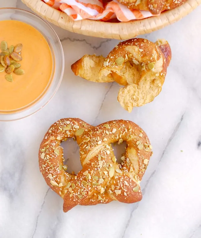 pumpkin-spice-ale-pretzels on a table