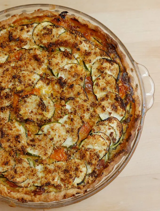 a zucchini pie closeup