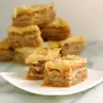 a piece of apple Maple Baklava on a white plate