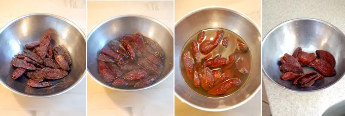 step by step photo of chipotles-in-adobo re-hydrating