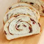 mashed potato craisin bread with a cinnamon swirl