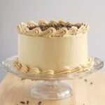 chocolate chip cookie cake iced with Italian Meringue brown sugar buttercream