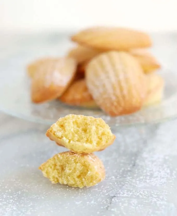 an interior shot of a brown butter madeleine