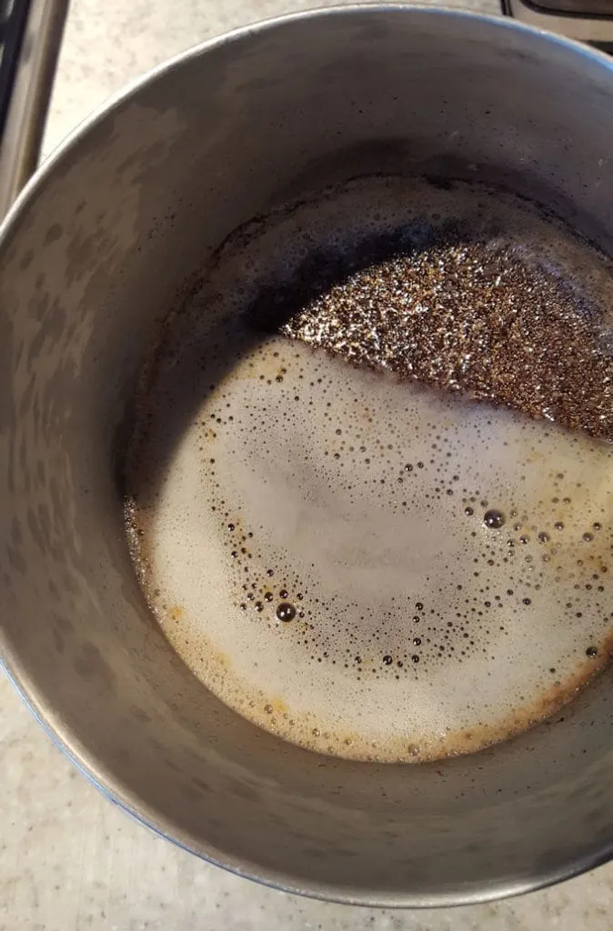 a pot showing browned butter