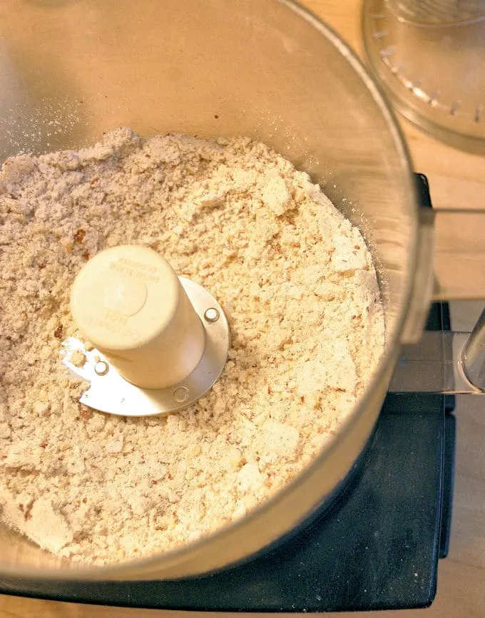 ground nuts in a food processor