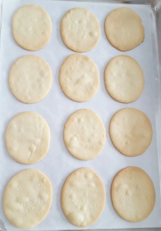 baked sugar cookies on a tray