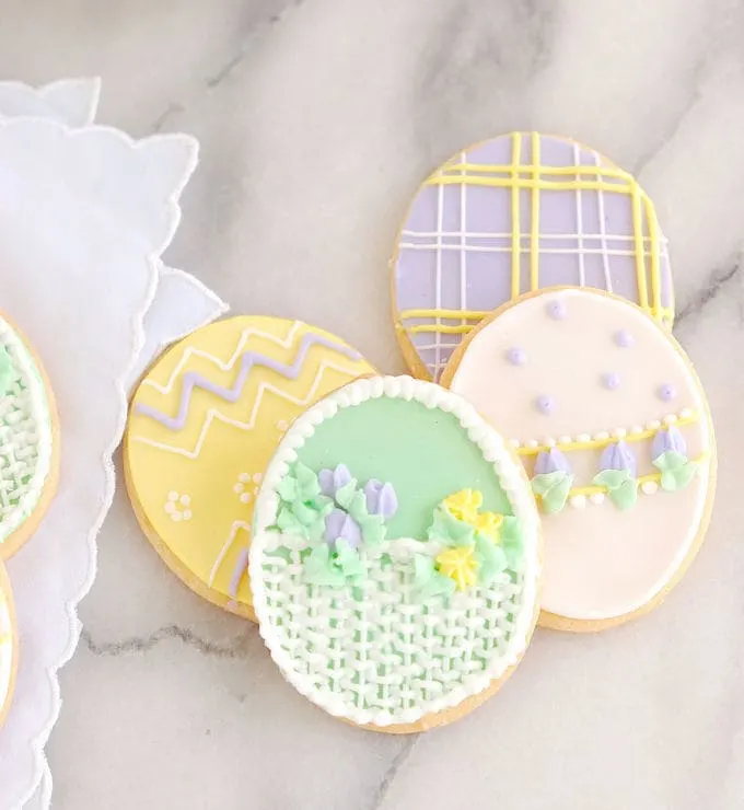 egg shaped decorated sugar cookies for easter