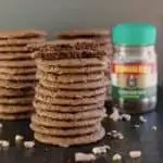 a stack of espresso heath chunk cookies