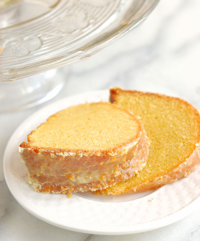 slices of cake on a white plate.