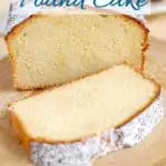 a pinterest image for honey pound cake with text overlay
