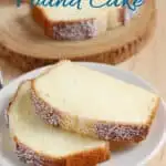 a pinterest image for sour cream pound cake with text overlay
