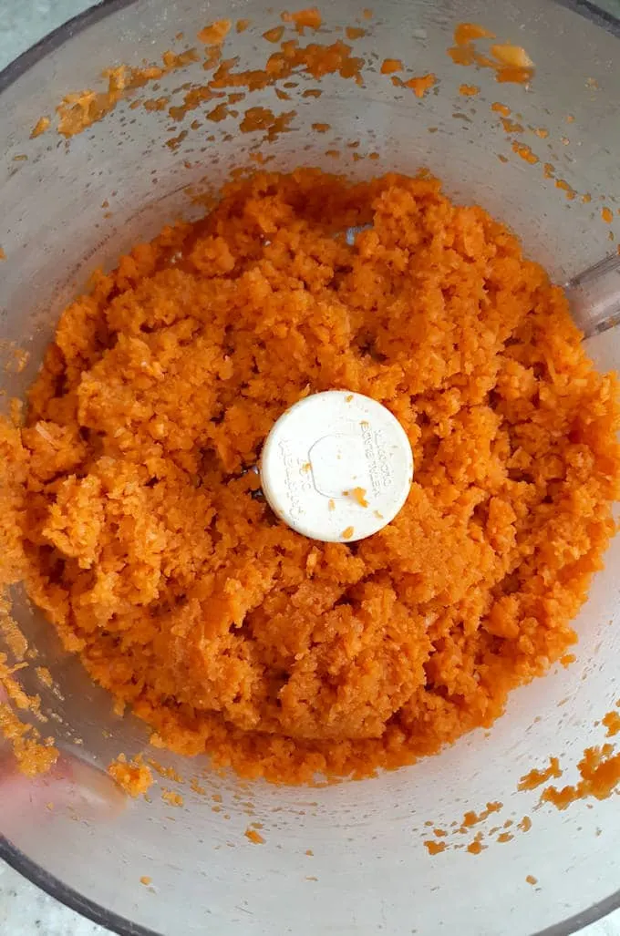 ground carrots in a food processor