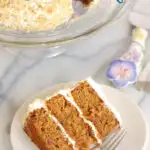 a pinterest image for carrot cake with text overlay
