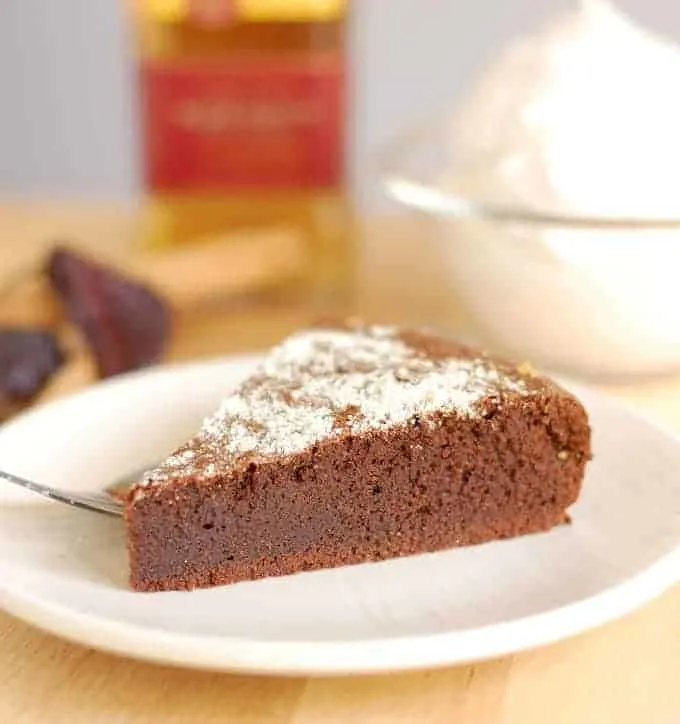 a slice of flourless mexican hot chocolate cake 