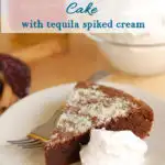 a pinterest image for flourless mexican hot chocolate cake with text overlay