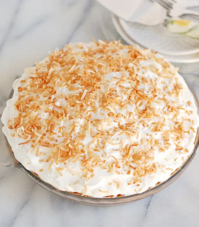 a Pina colada pie with coconut