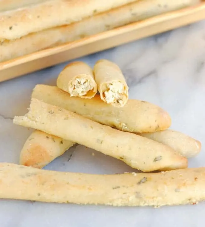 herbed goat cheese stuffed breadsticks