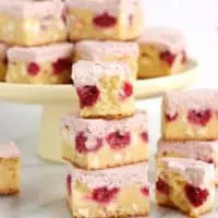 White Chocolate Brownies with Raspberries