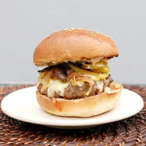 a juice burger on a plate