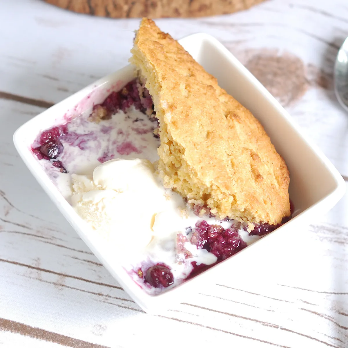 Blueberry Cornbread Cobbler