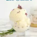 pinterest image for lavender honey ice cream