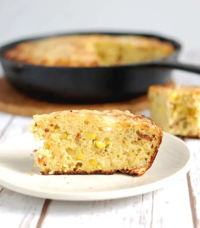 a slice of smoked cornbread