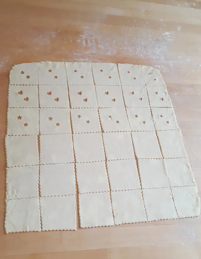 dough cut into squares