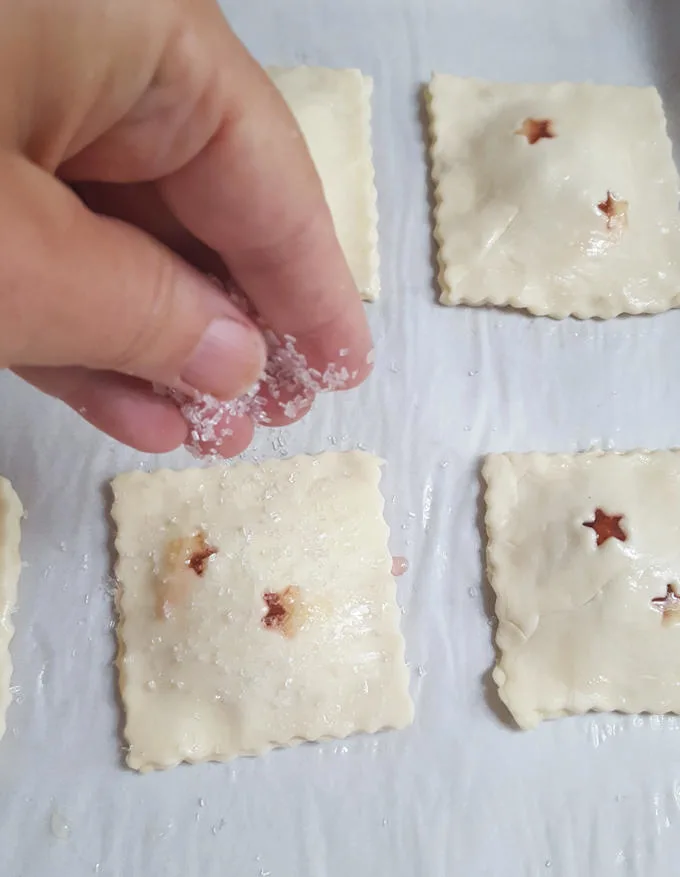 sprinkling hand pies with sugar