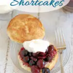 a pinterest image for blueberry and cherry shortcake with text overlay