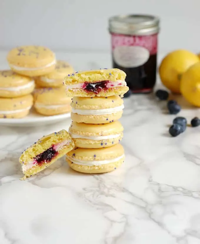 Lemon Blueberry Macarons – With Video