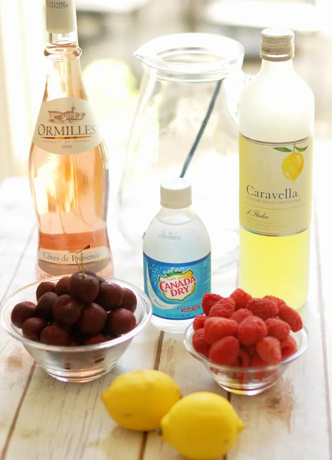 ingredients for rose wine sangria 