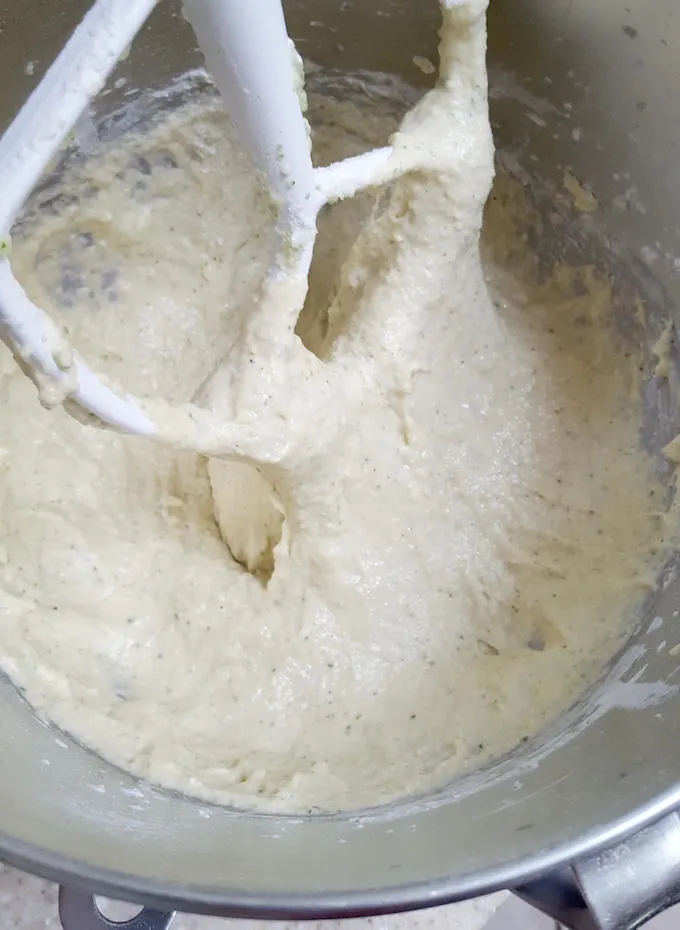 bread dough made with pureed zucchini