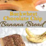 a pinterest image for buckwheat banana bread with text overlay