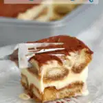 a pinterest image of tiramisu ice cream cake with text overlay