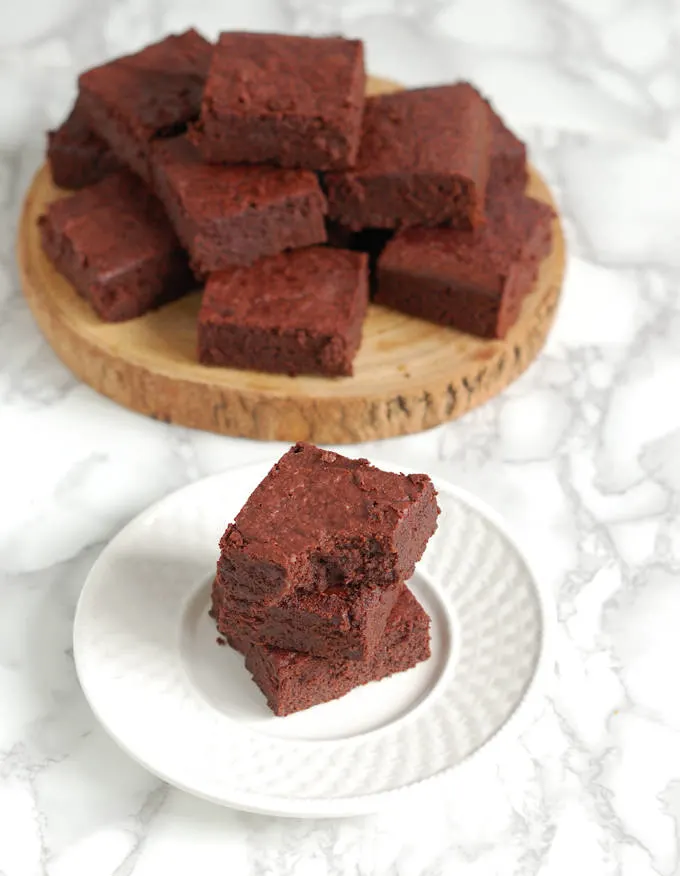 beet brownies on a plate