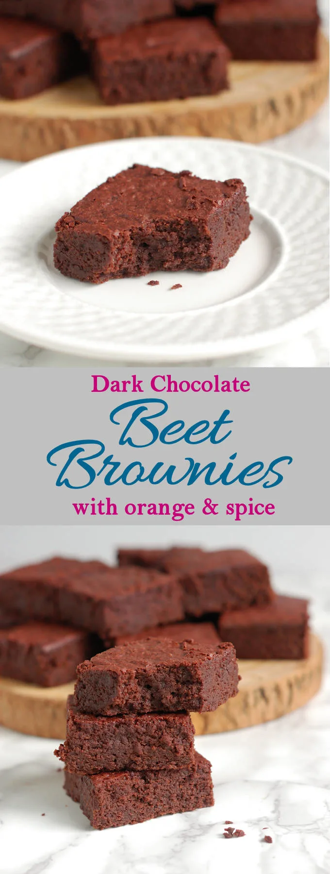 Roasted red beets make these brownies super moist with a special flavor. A little orange and spice are the perfect compliments to the beet flavor.