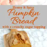 a pinterest image for pumpkin bread with test overlay