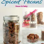 a pinterest image for Candied Spiced Pecans with text overlay