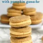 a pinterest image for double ginger sandwich cookies with pumpkin ganache