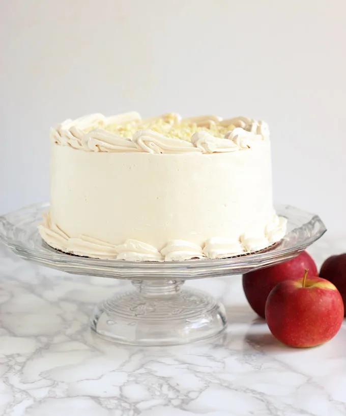 apple upside down layer cake with maple buttercream