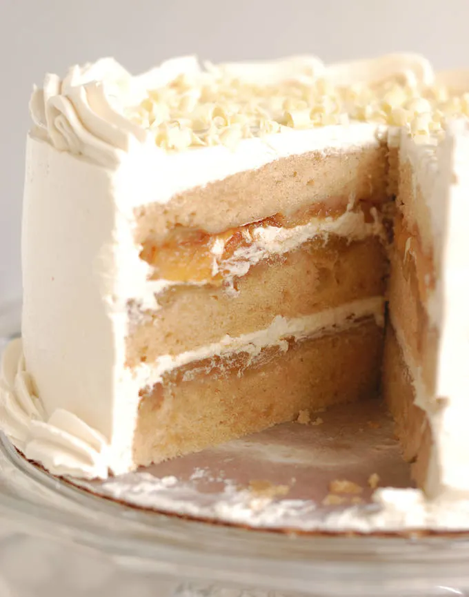 apple upside down layer cake with maple buttercream