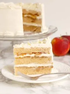 apple upside down cake with maple buttercream