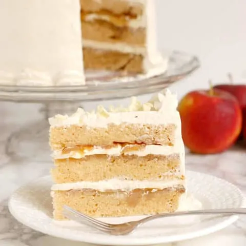 apple upside down cake with maple buttercream