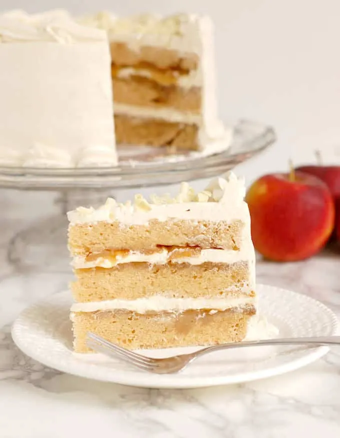 apple upside down cake with maple buttercream