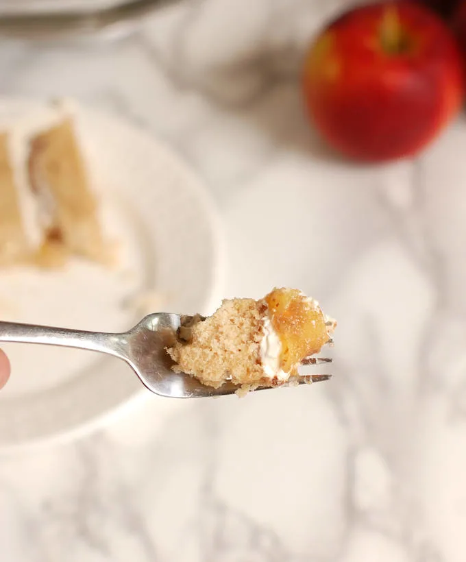 apple upside down layer cake with maple buttercream