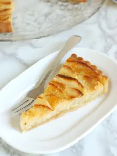 a slice of Apple Frangipane Tart
